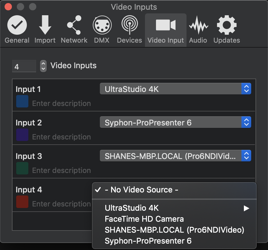 propresenter 7 video input not showing