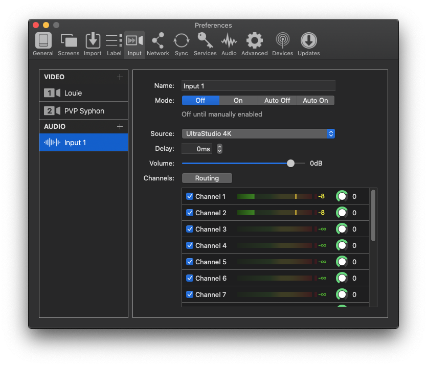 mac audio input mrl