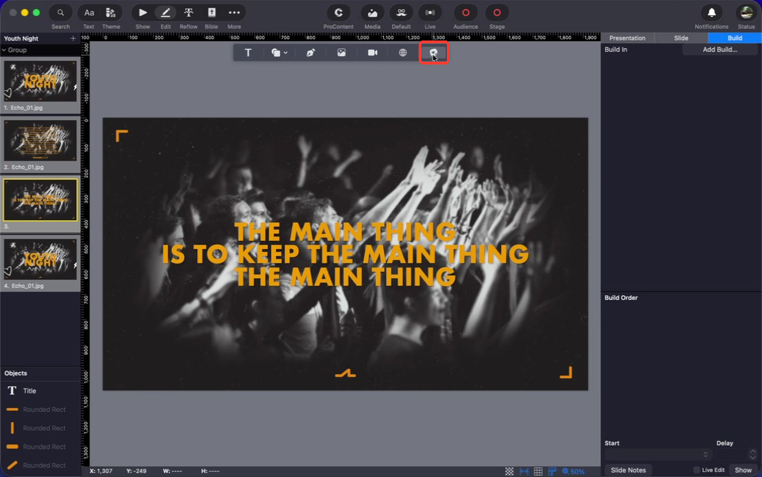 The Stickers button in the editor toolbar