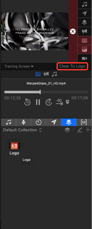 The Clear to Logo button below the preview window