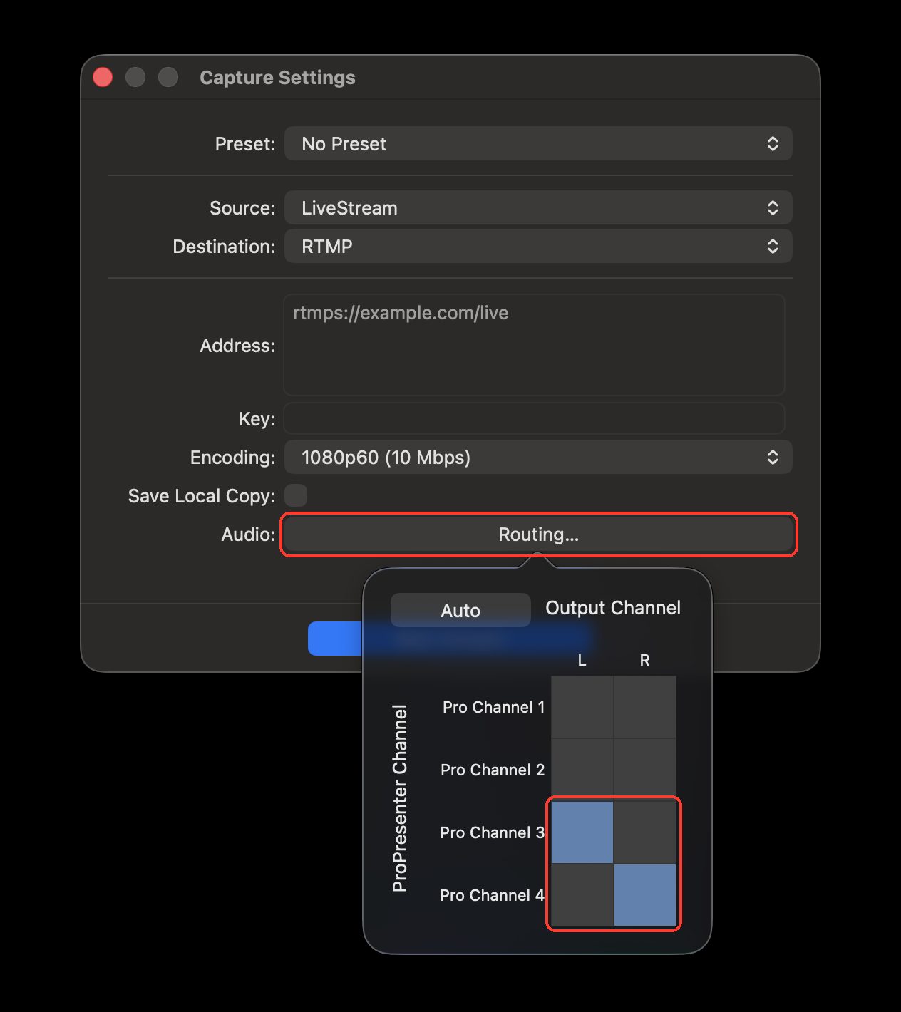 Capture Setting Routing