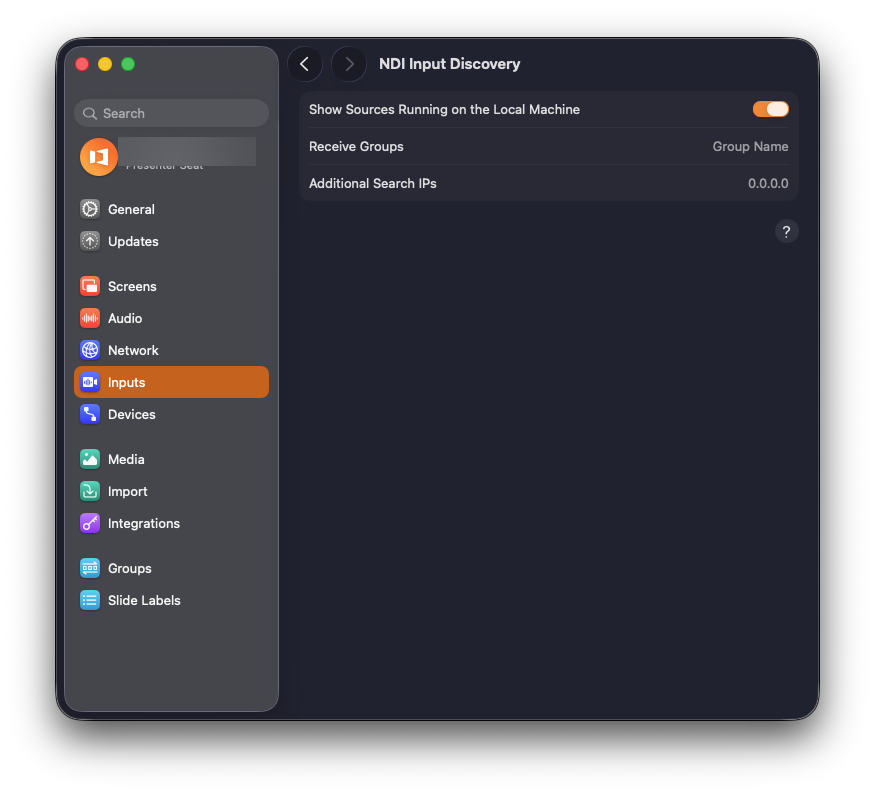 NDI Input Recovery