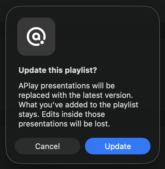 Update this playlist confirmation